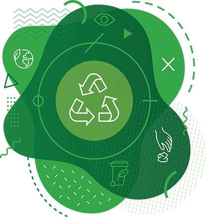 Illustration with recycling icons