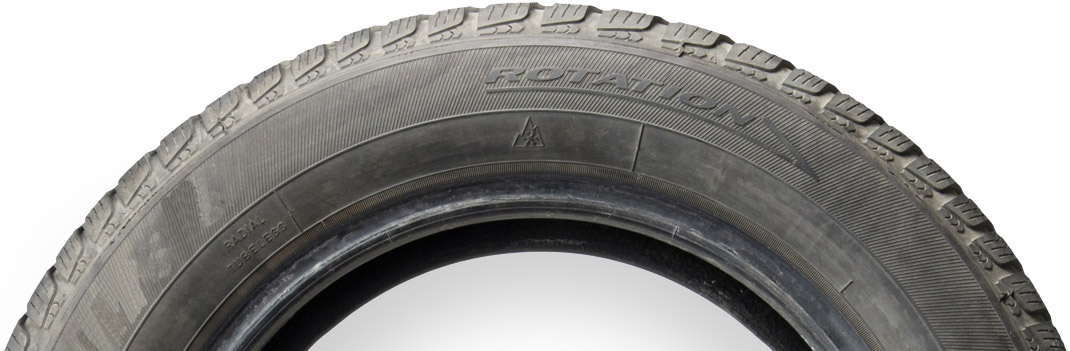 Motorized vehicle tire without the rim.